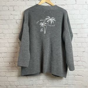 The Beach People The Twin Palms Gray Cable Knit Open Cardigan Sweater M/L